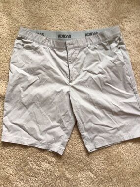 adidas Men's Light Gray Performance Flat-Front Shorts